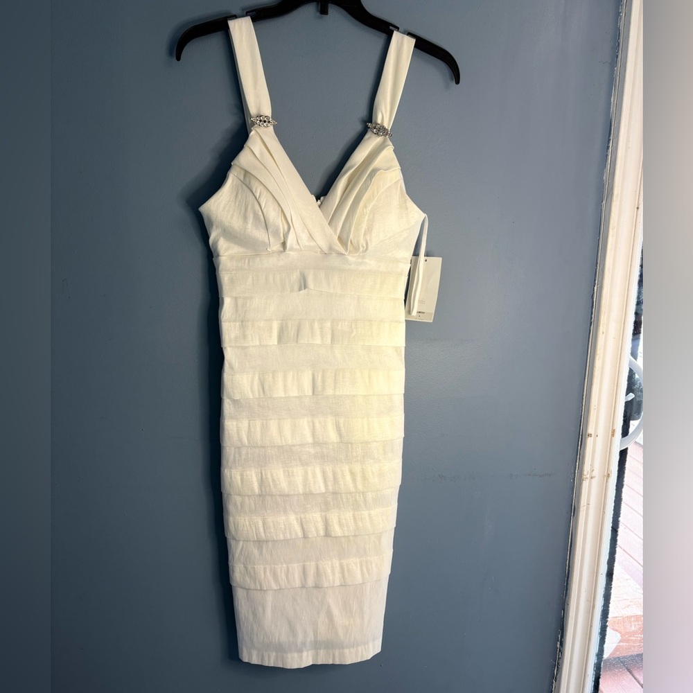 Ally B White Textured Midi Dress